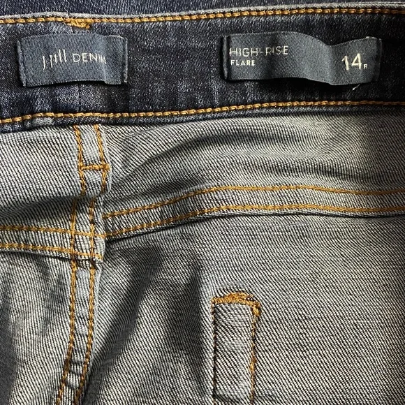 J Jill Denim High Rise Flare Jeans,Cotton blend, Stretch, Retro pockets, Sz 14 - Picture 4 of 12
